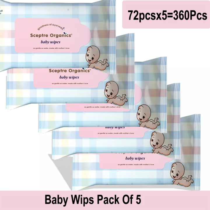 Sceptre Organics Baby Wipes Pack Of 5 360pcs ( Baby Wipes )