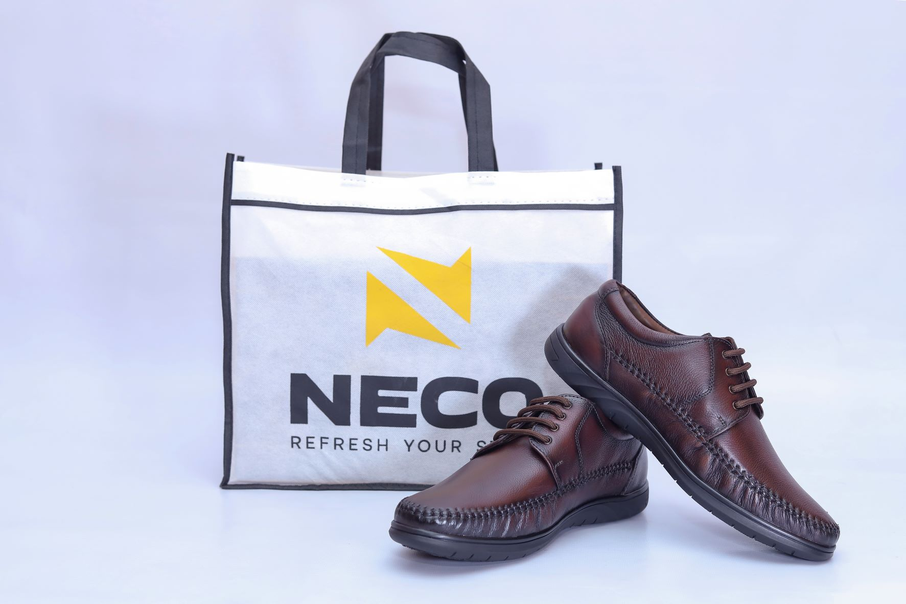 NECO Semi formal Brown Genuine Leather Shoes For Men ( 3672 )