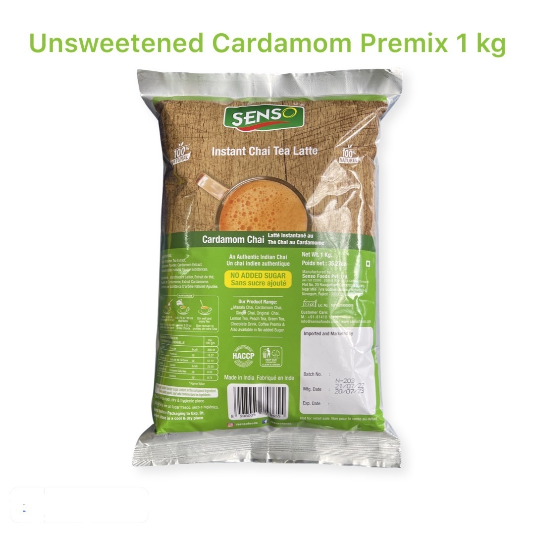 Senso Cardamom Tea Unsweetened Sachets -Chai Premix - NO Sugar 1kg