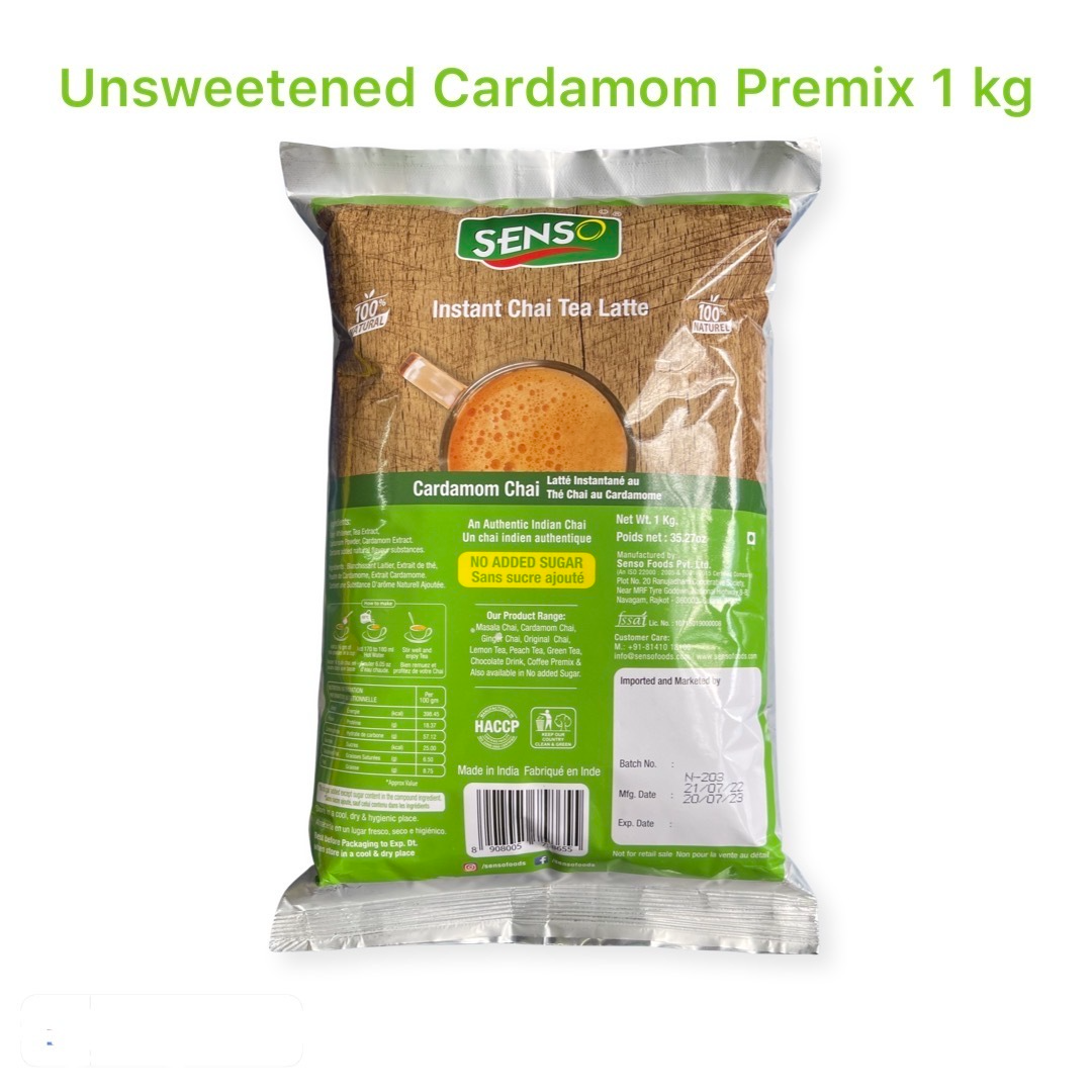 Senso Cardamom Tea Unsweetened Sachets - Chai Premix - No Sugar 1kg