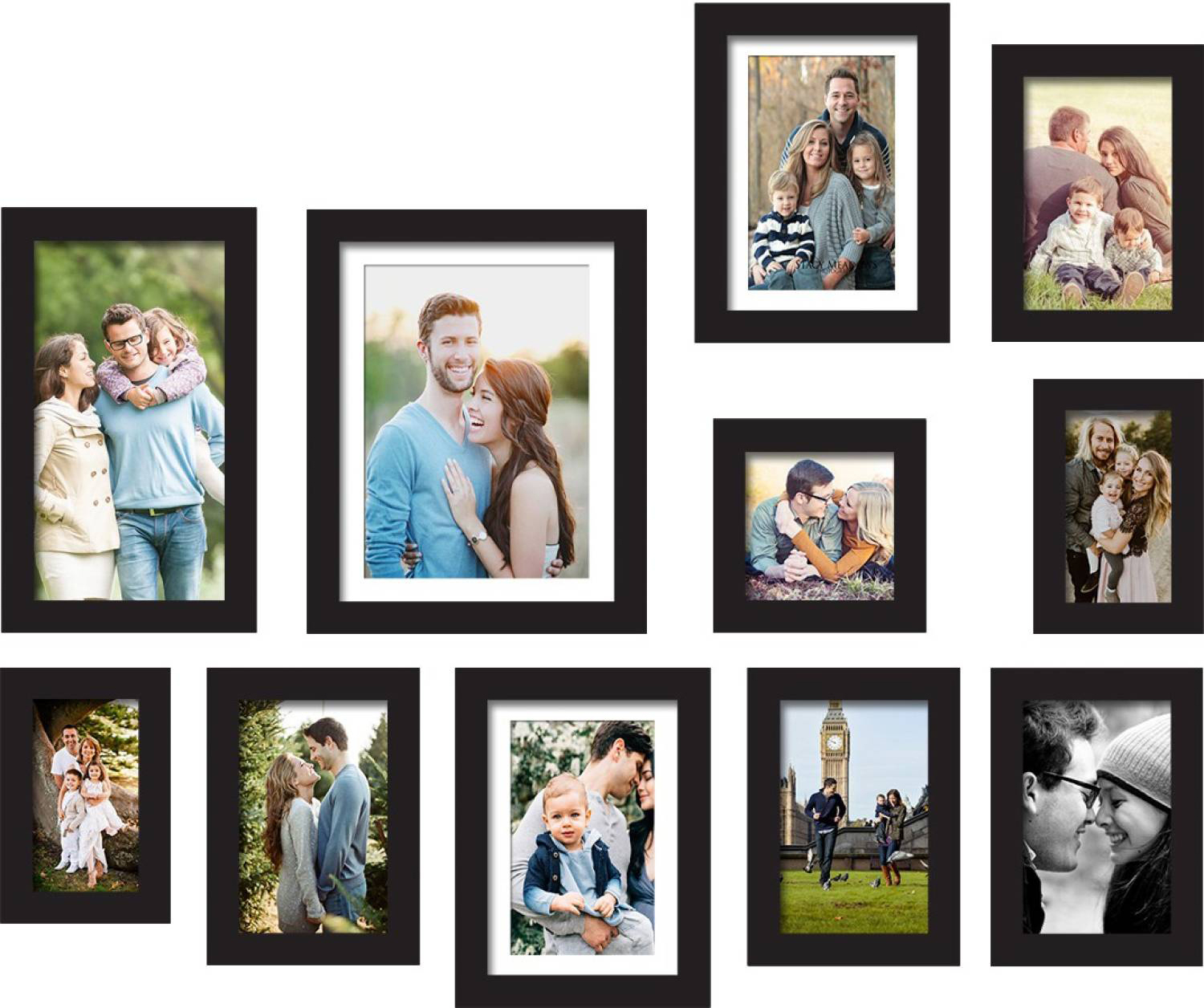 Set Of 11 Black Wall Photo Frame, For Home Decor With Free Hanging Accessories