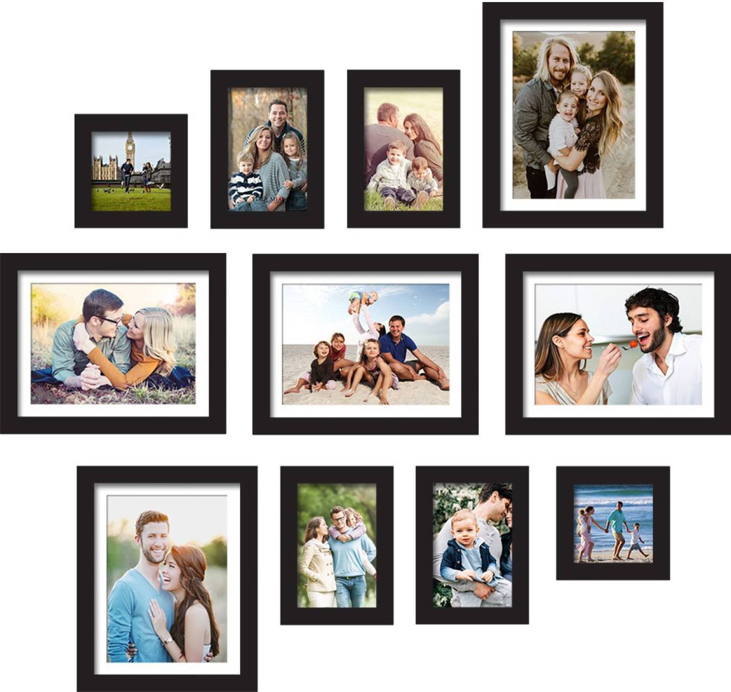 Set Of 11 Black Wall Photo Frame, For Home Decor With Free Hanging Accessories