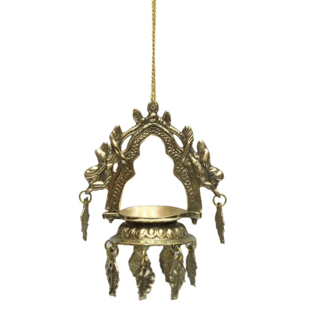 Seven Chakra Handicraft - Set Of 6 Golden Craved Hanging Panas- Small