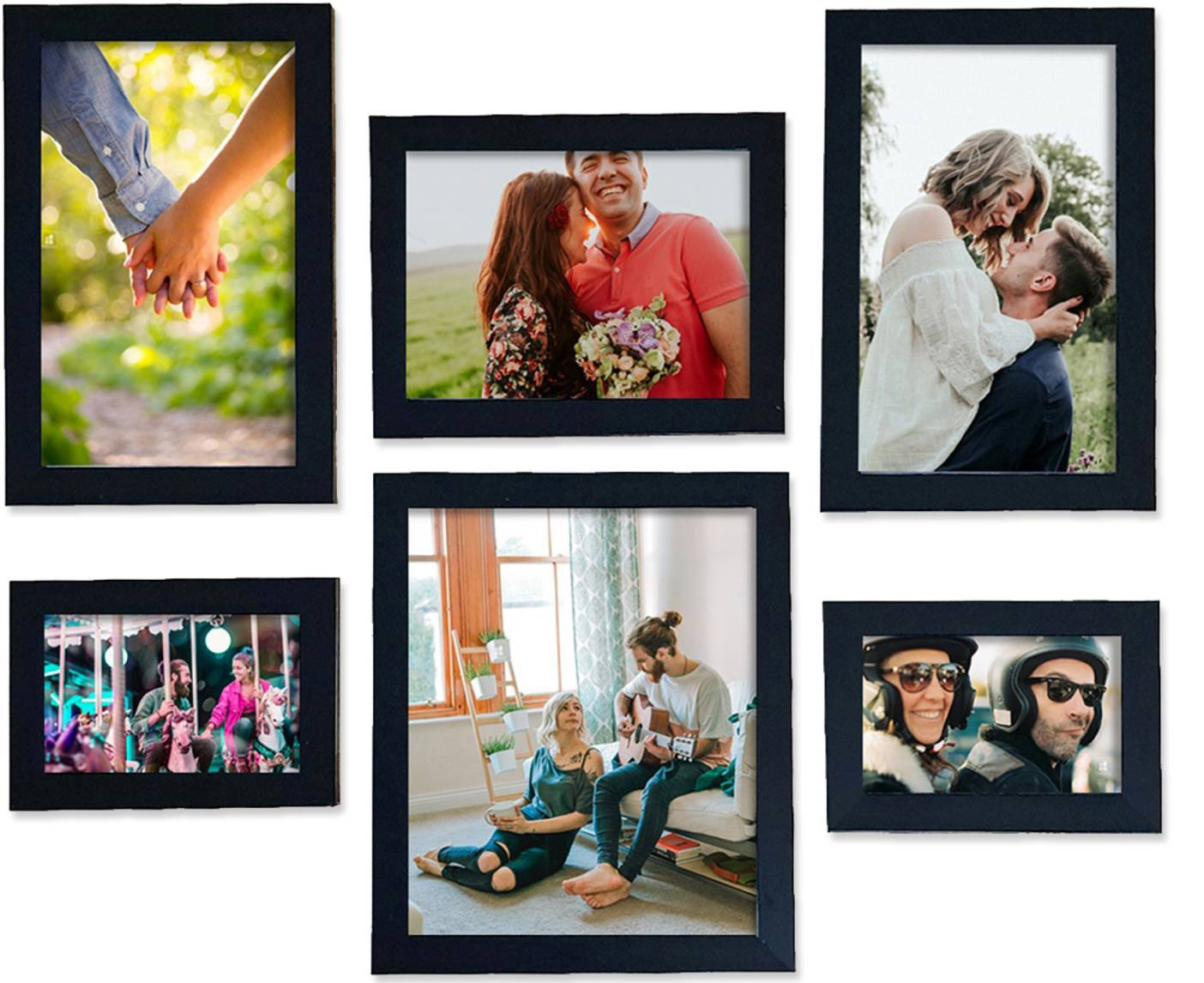 Decorous Black Wall Photo Frames- Set of 6 Individual Photo Frames