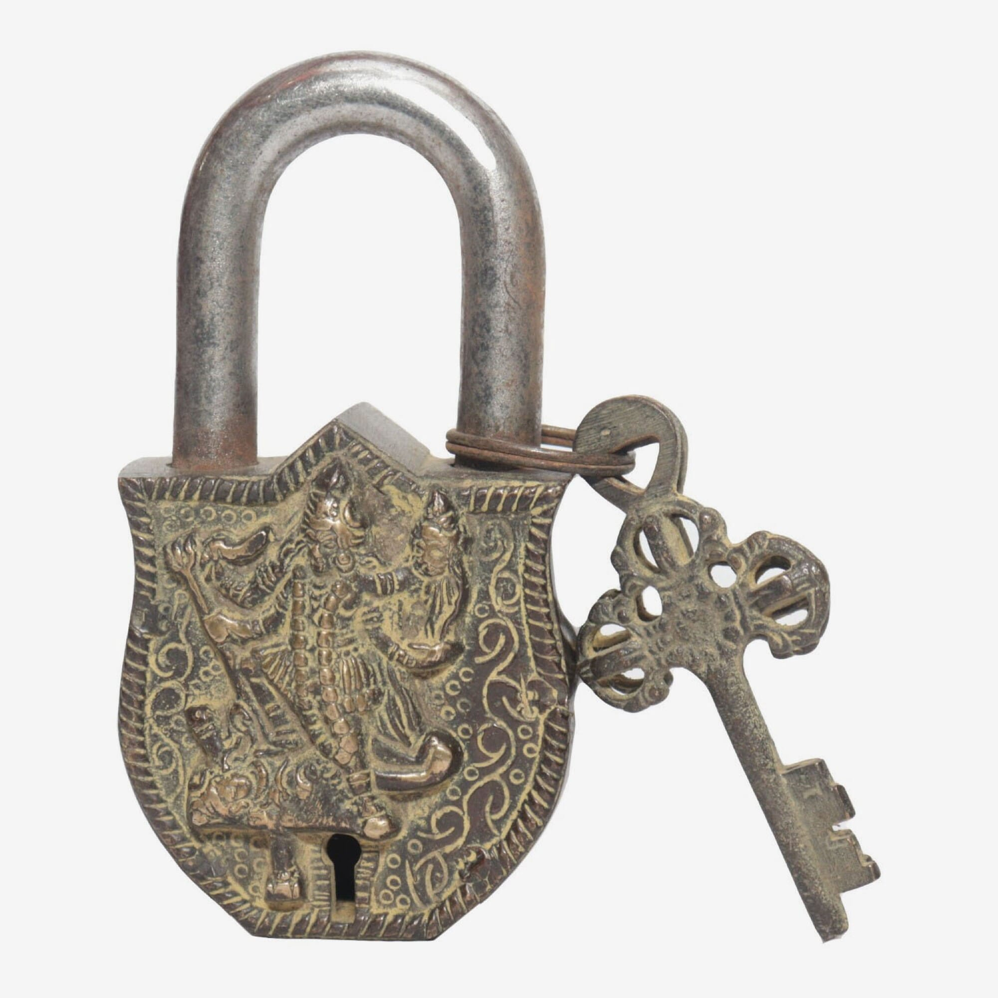 Seven Chakra Handicraft - Kali Featured Lock With Two Keys 13 cm 430 g