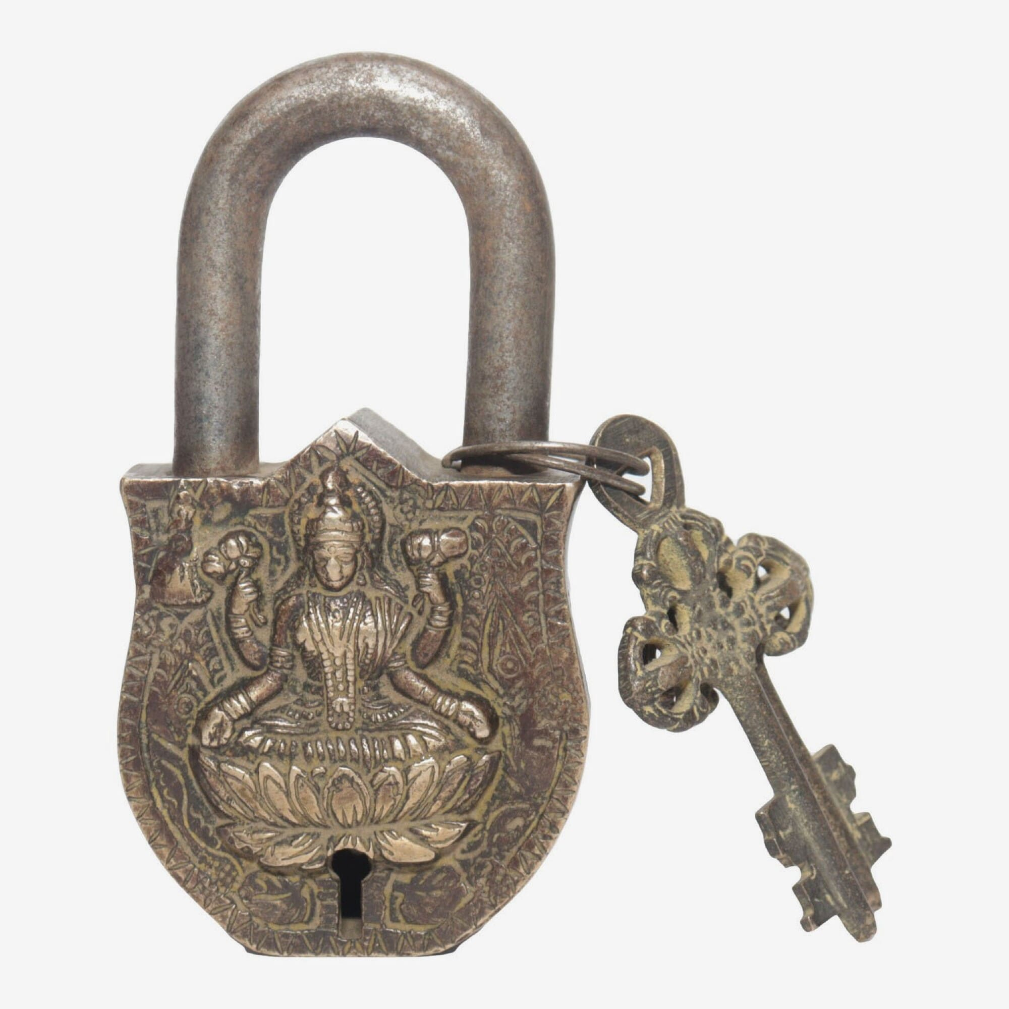 Seven Chakra Handicraft - Laxmi Featured Lock With Two Keys 13 cm 430 g