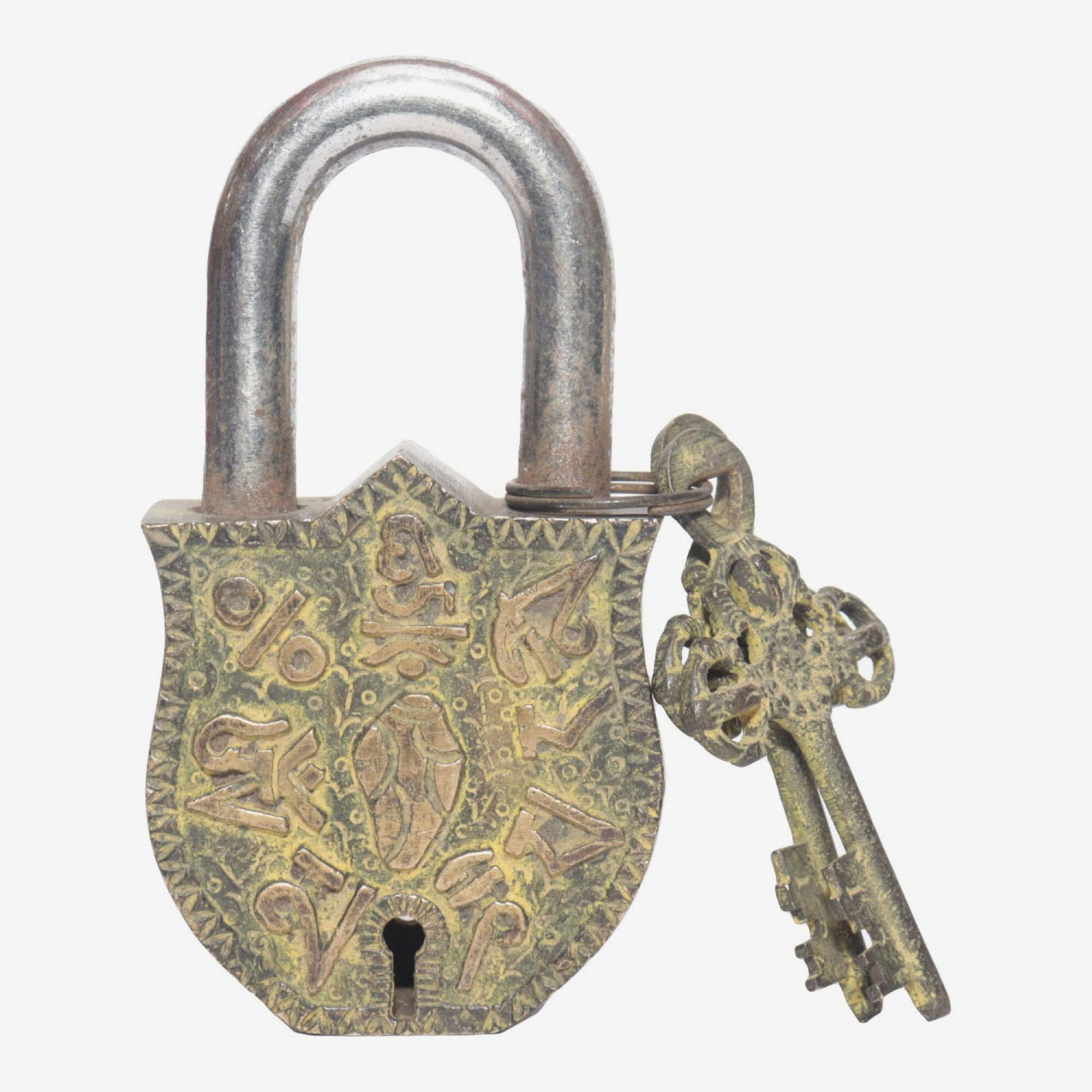 Seven Chakra Handicraft - Ohm Mane Designed Lock With Two Keys 13 cm 430 g