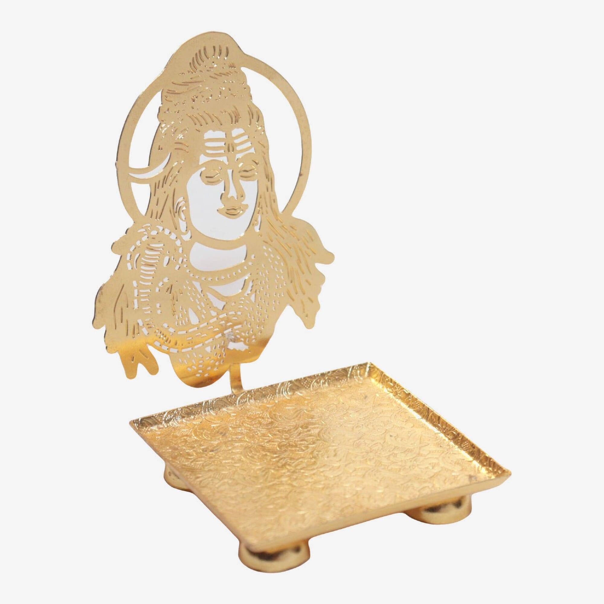 Seven Chakra Handicraft - Brass Shiva Fore Shadowing Candle Holder 6 cm 20 g