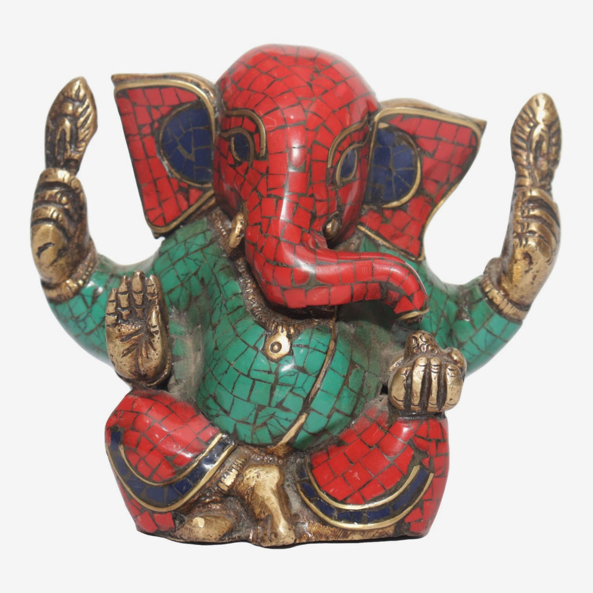 Seven Chakra Handicraft - Turquoise Stone Crafted Ganesh Statue 11 Cm 1 Kg