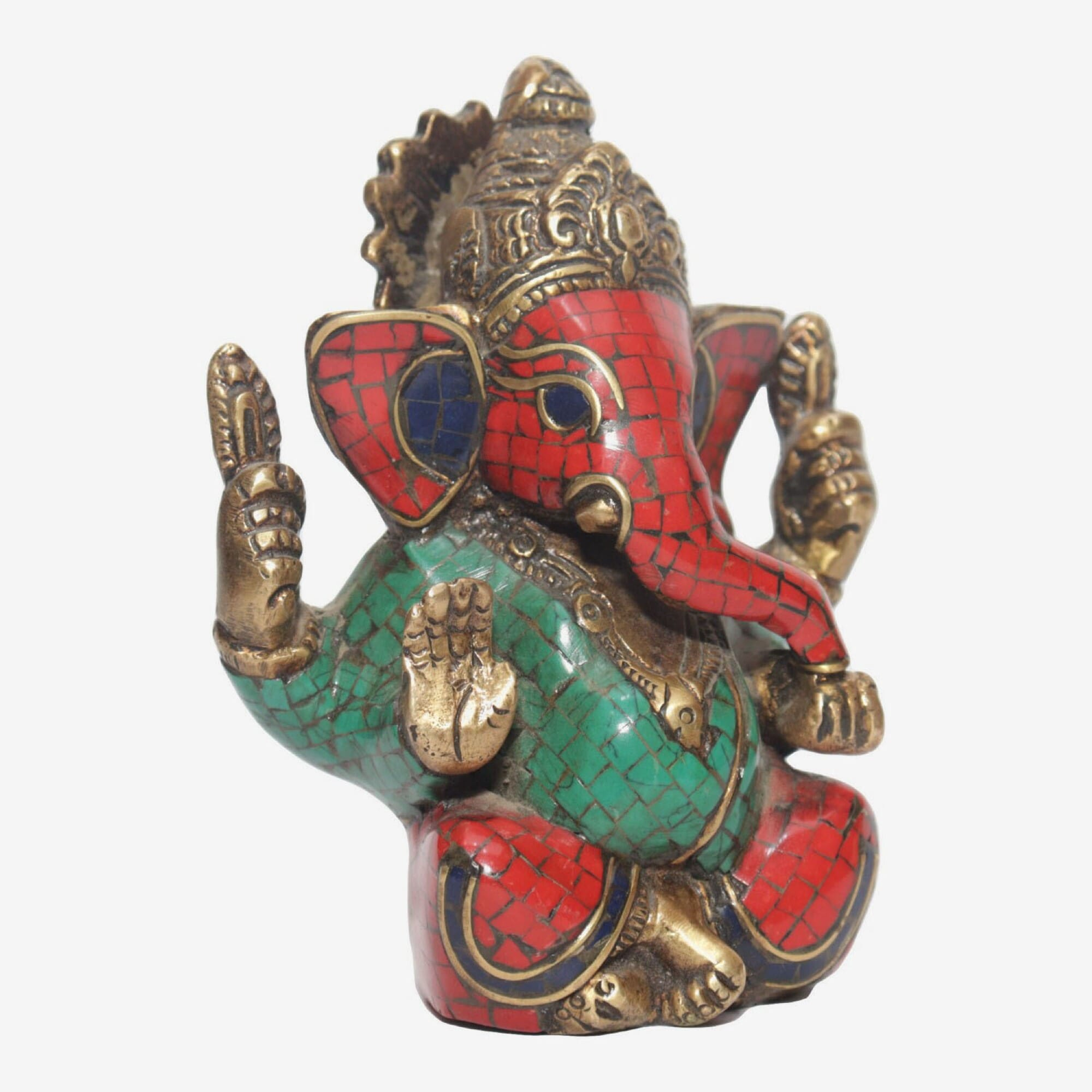 Seven Chakra Handicraft - Turquoise Stone Crafted Ganesh Statue 11 cm 760 g