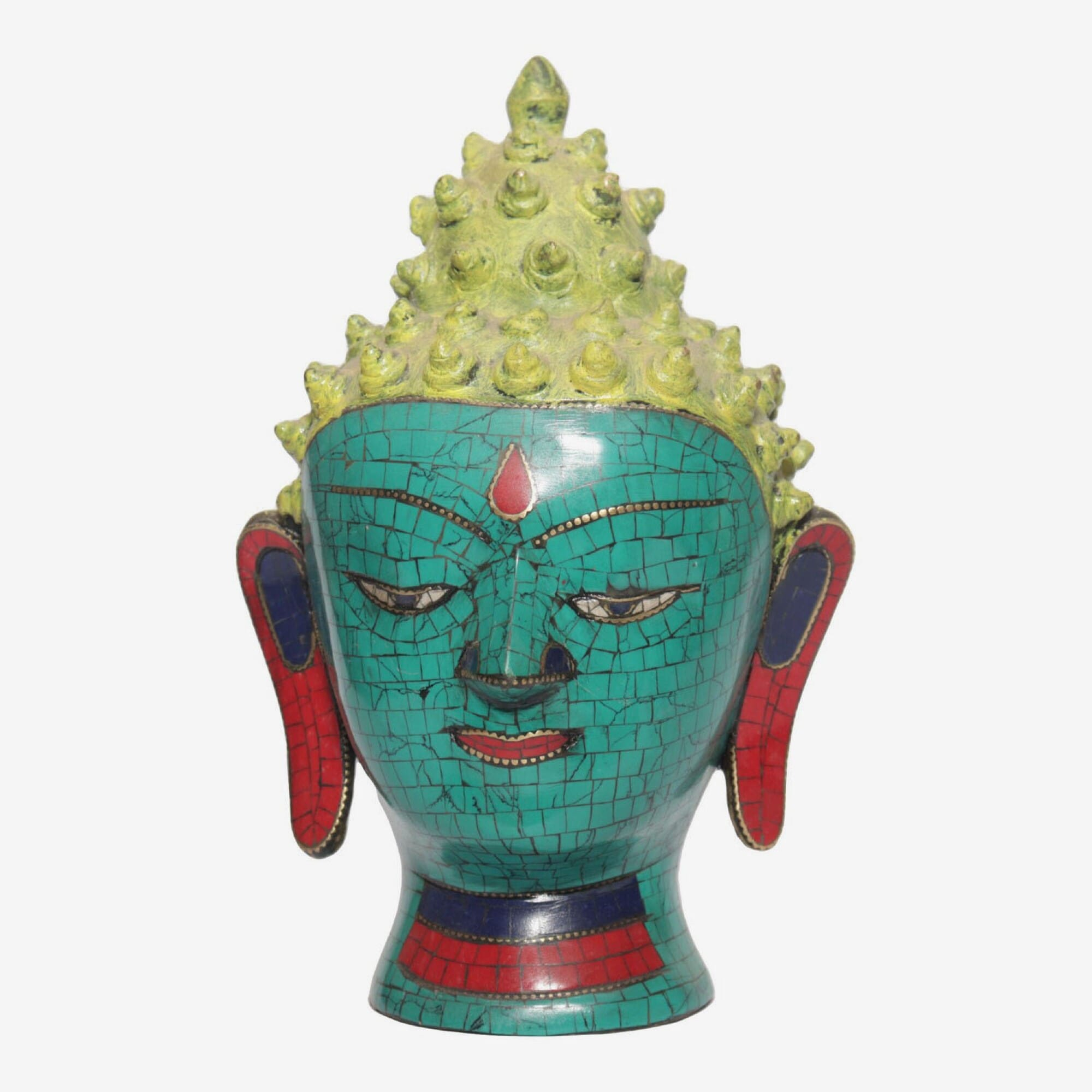 Seven Chakra Handicraft -Turquoise Stone Crafted Buddha Head Statue 20 cm 1.290 Kg