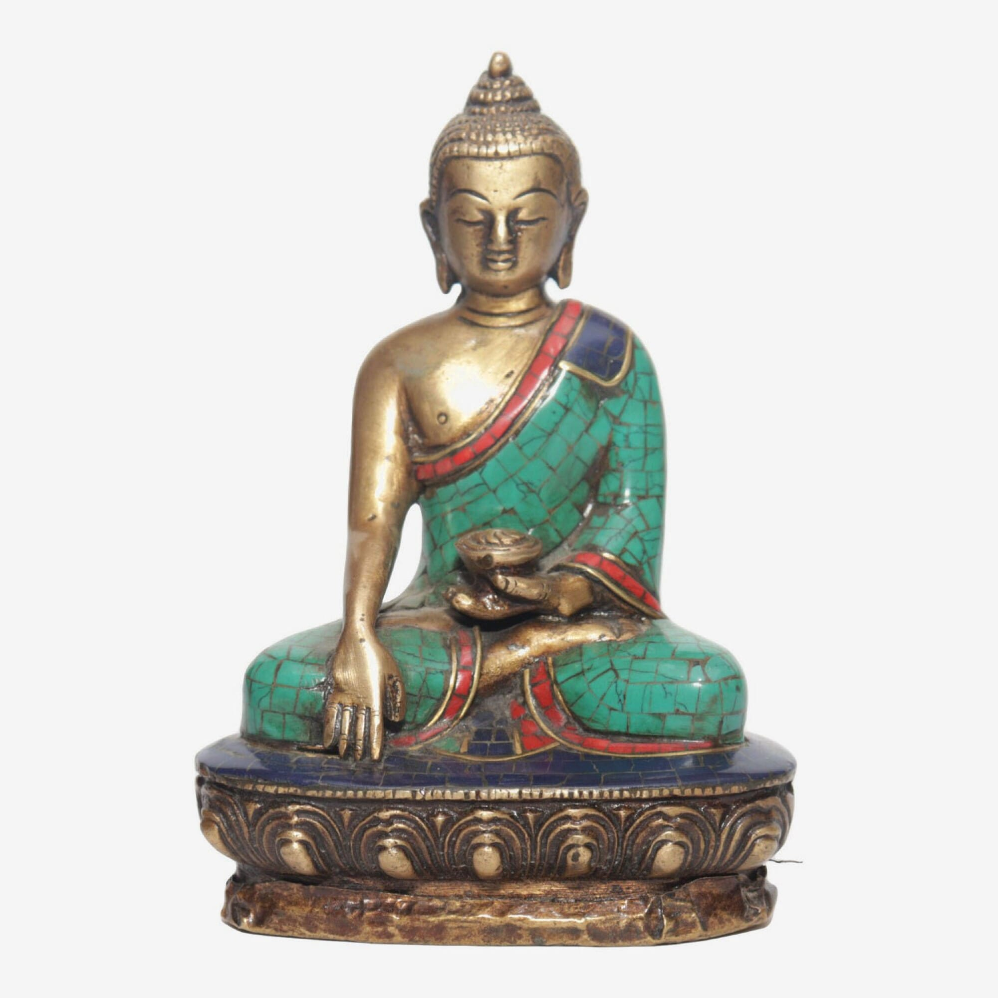 Seven Chakra Handicraft -Turquoise Stone Crafted Medicine Buddha Statue 15 cm 890 g