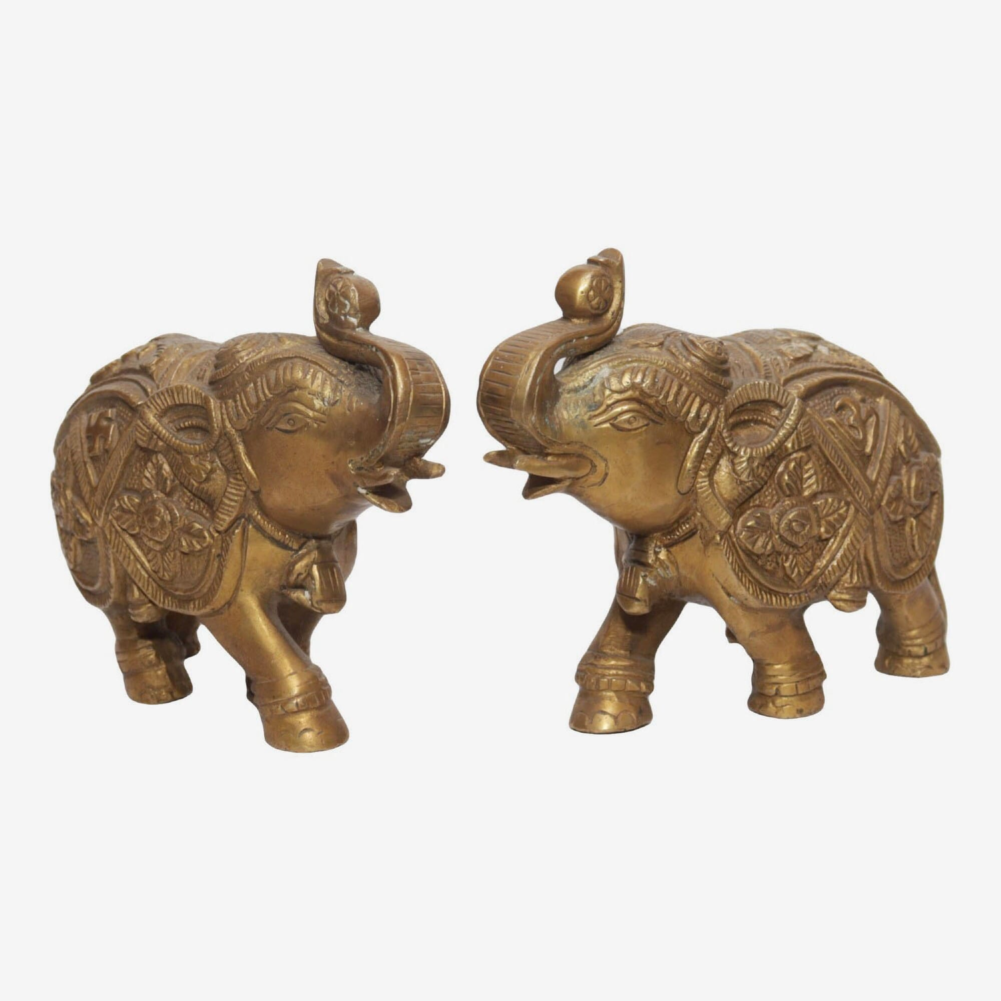 Seven Chakra Handicraft -Set Of 2 Large Sized Elephant Statue 13 Cm 3.080 Kg
