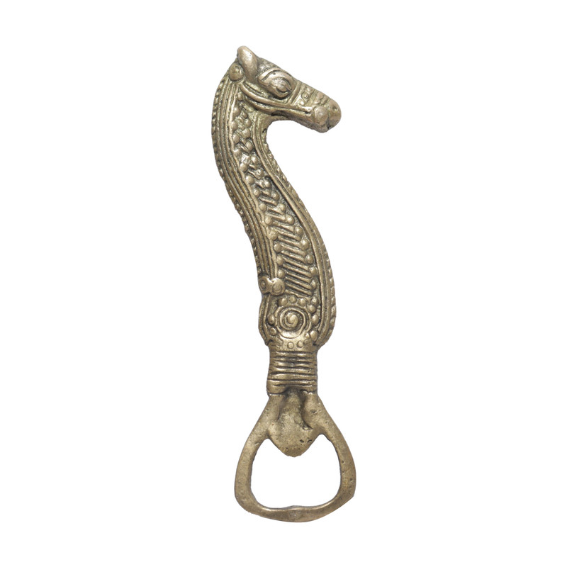 Seven Chakra Handicraft- 13cm Size Horse Design Beer Bottle Opener (Golden)