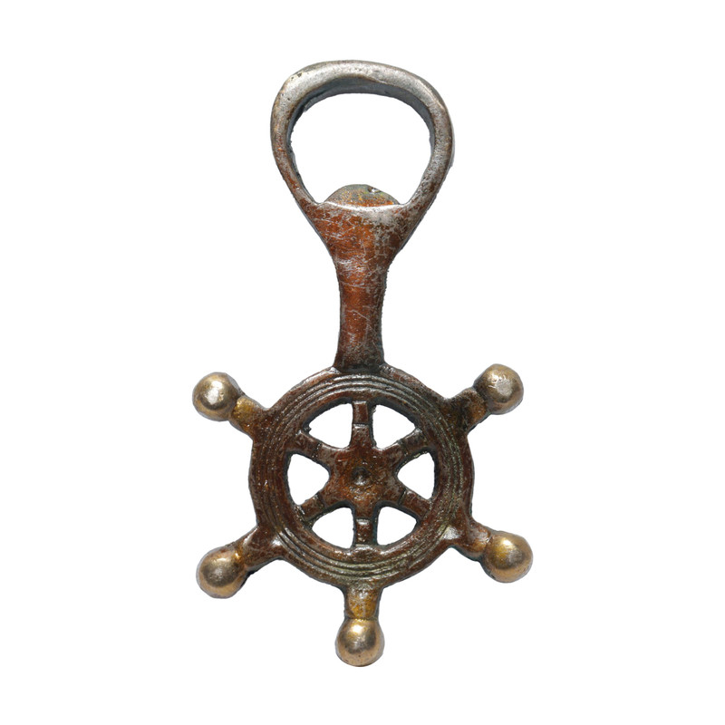 Seven Chakra Handicraft - 12cm Size Wheel Design Beer Bottle Opener (Brown)