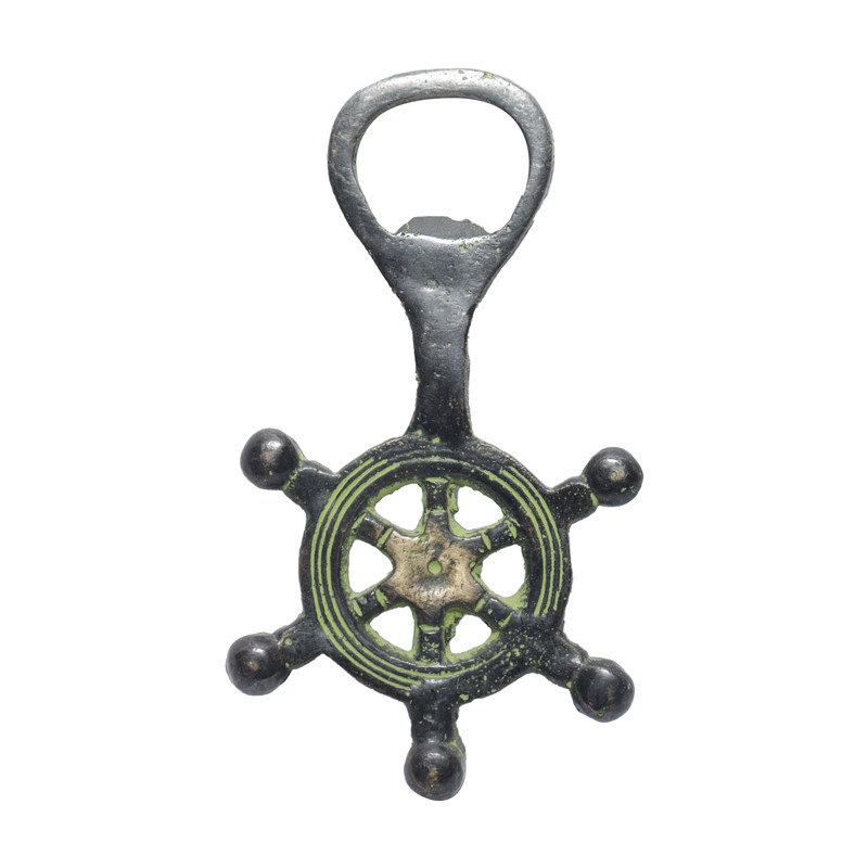 Seven Chakra Handicraft - 12cm Size Wheel Design Beer Bottle Opener (Green)