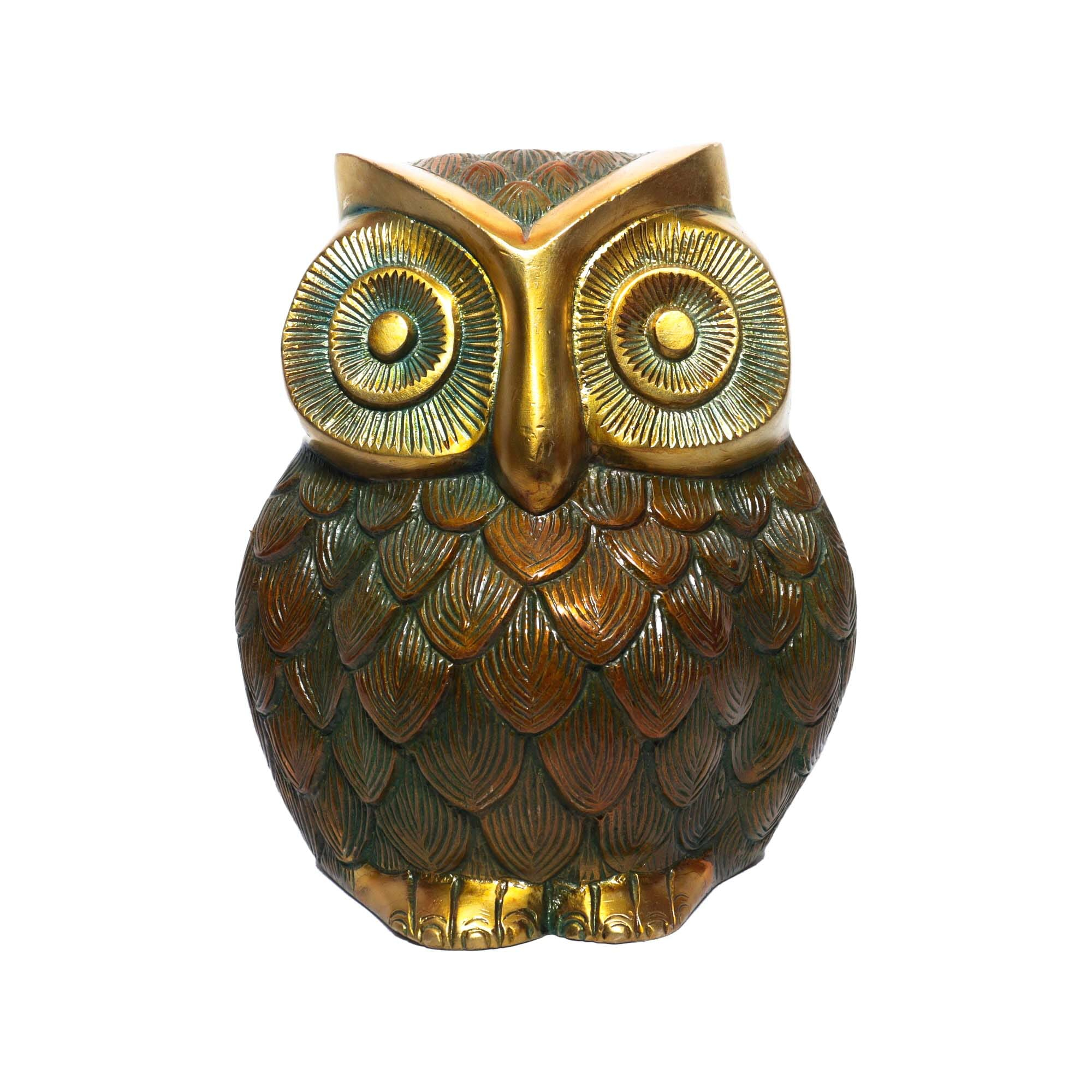 Seven Chakra Handicraft - 18cm size Hanging Owl Wall Décor (Orange)