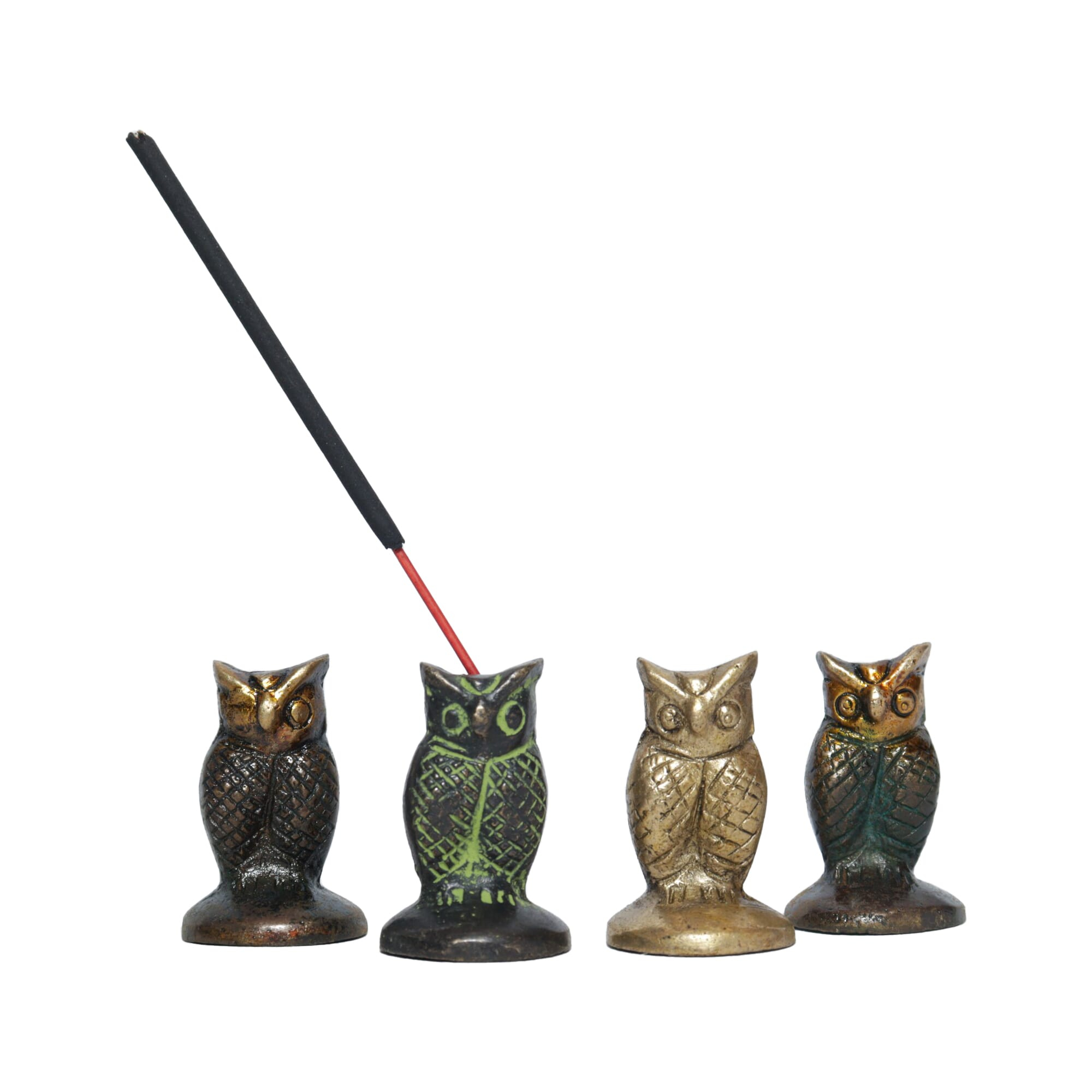 Seven Chakra Handicraft- 3cm size Set of 4pcs Owls Design small Incense Holders