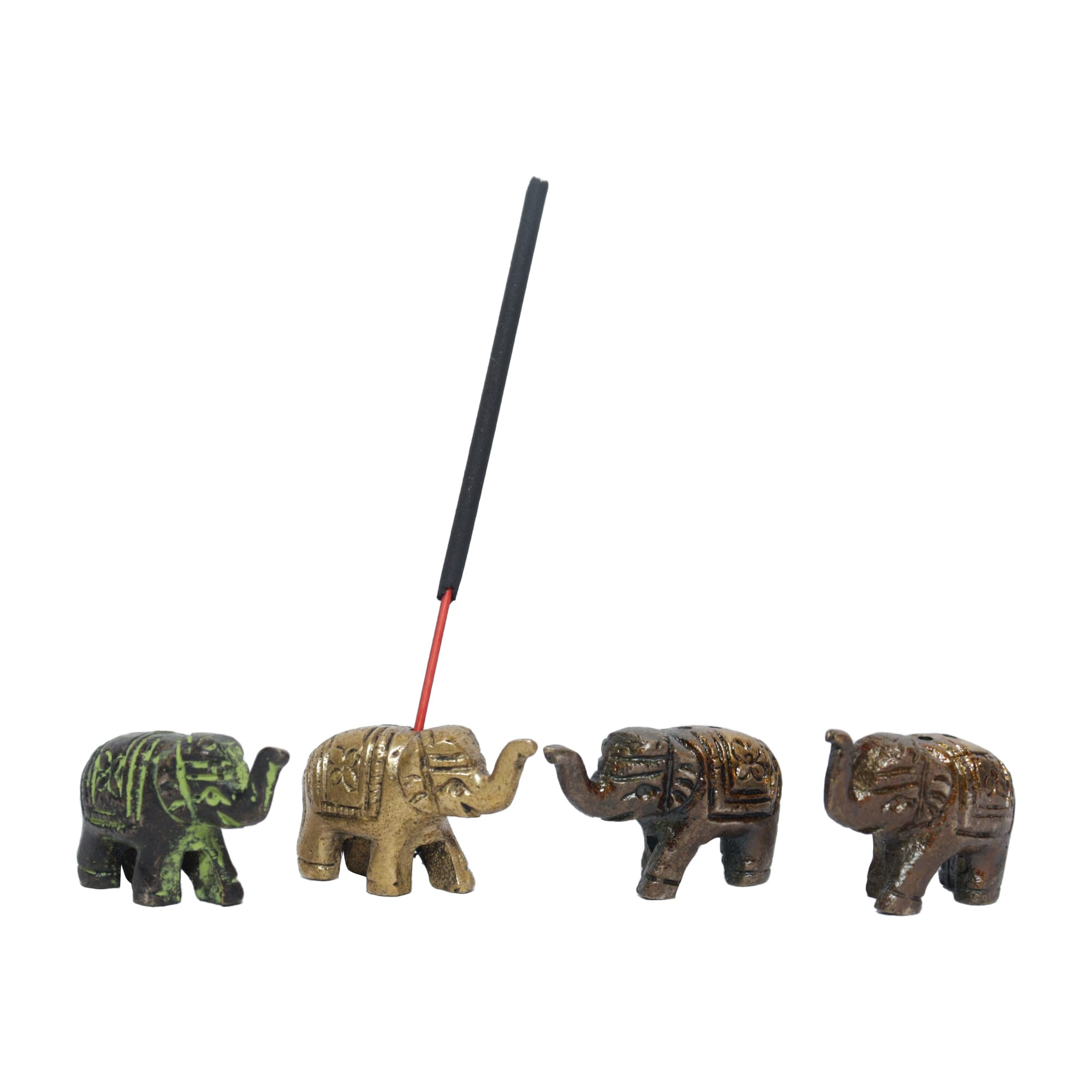 Seven Chakra Handicraft- 3cm size Set of 4pcs Elephant Design small Incense Holders