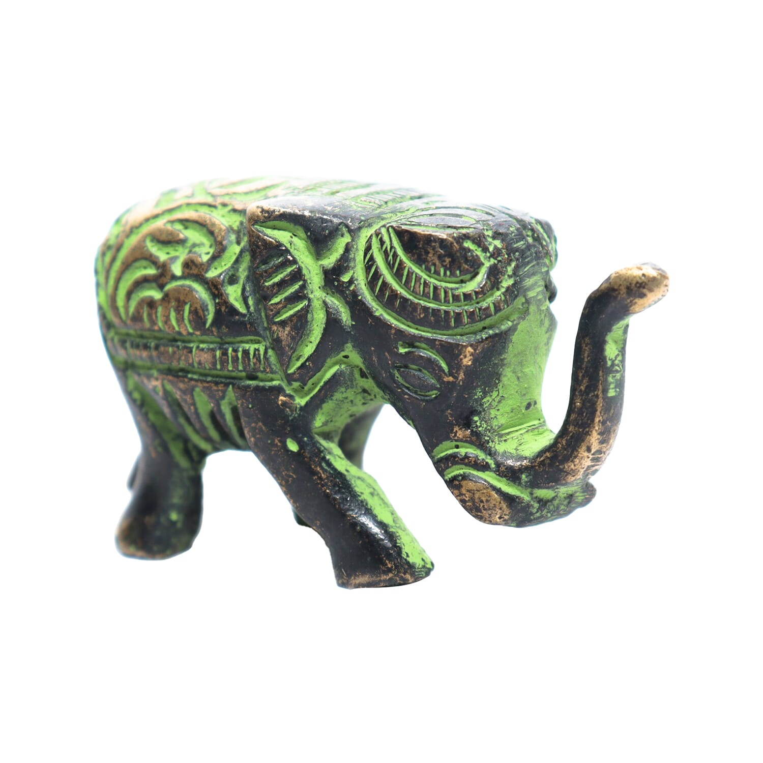 Seven Chakra Handicraft- 5cm size Elephant Statue Small (Green)