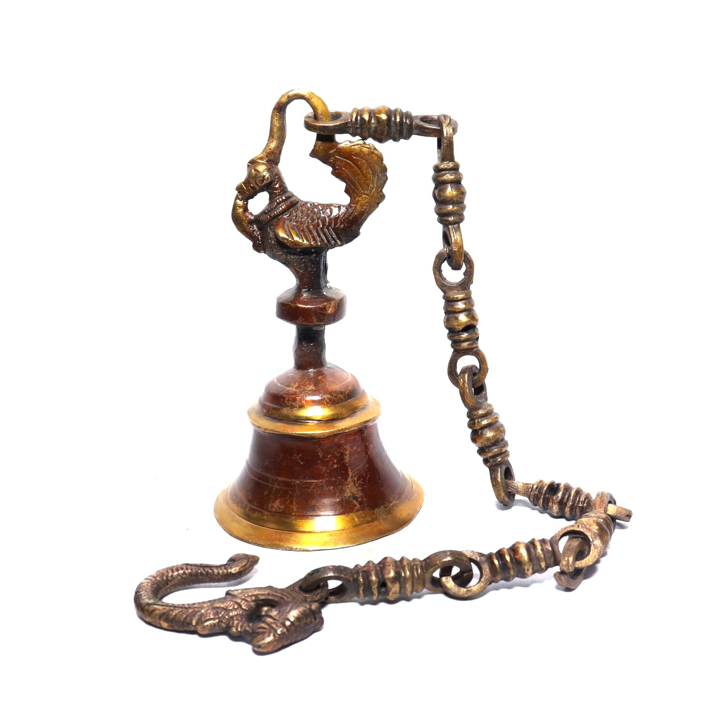 Seven Chakra Handicraft - 62cm size Bird Design Hanging Bell (with Chain)(Orange)