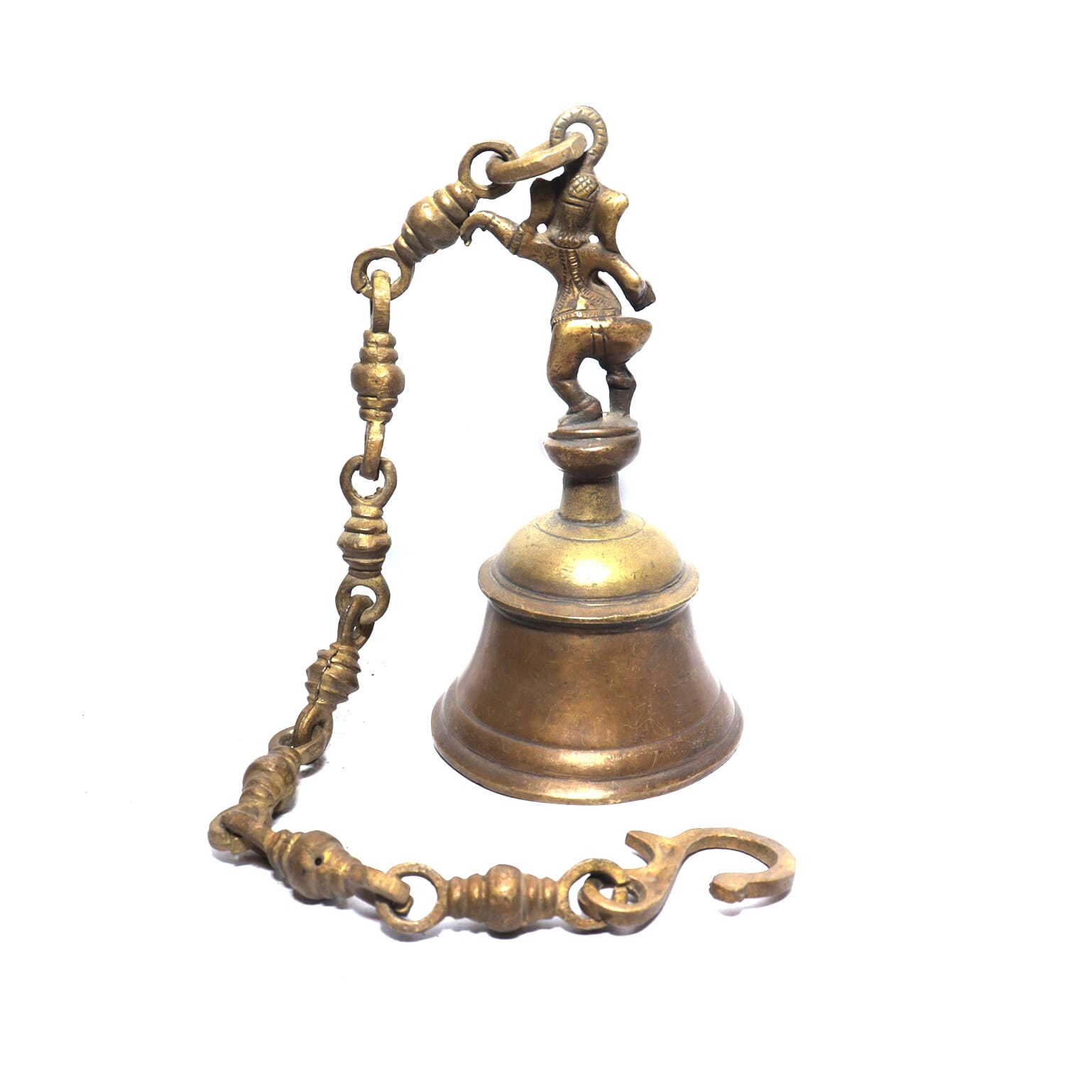 Seven Chakra Handicraft- 55cm size Dancing Ganesh Design Hanging Bell (with Chain)(Golden)
