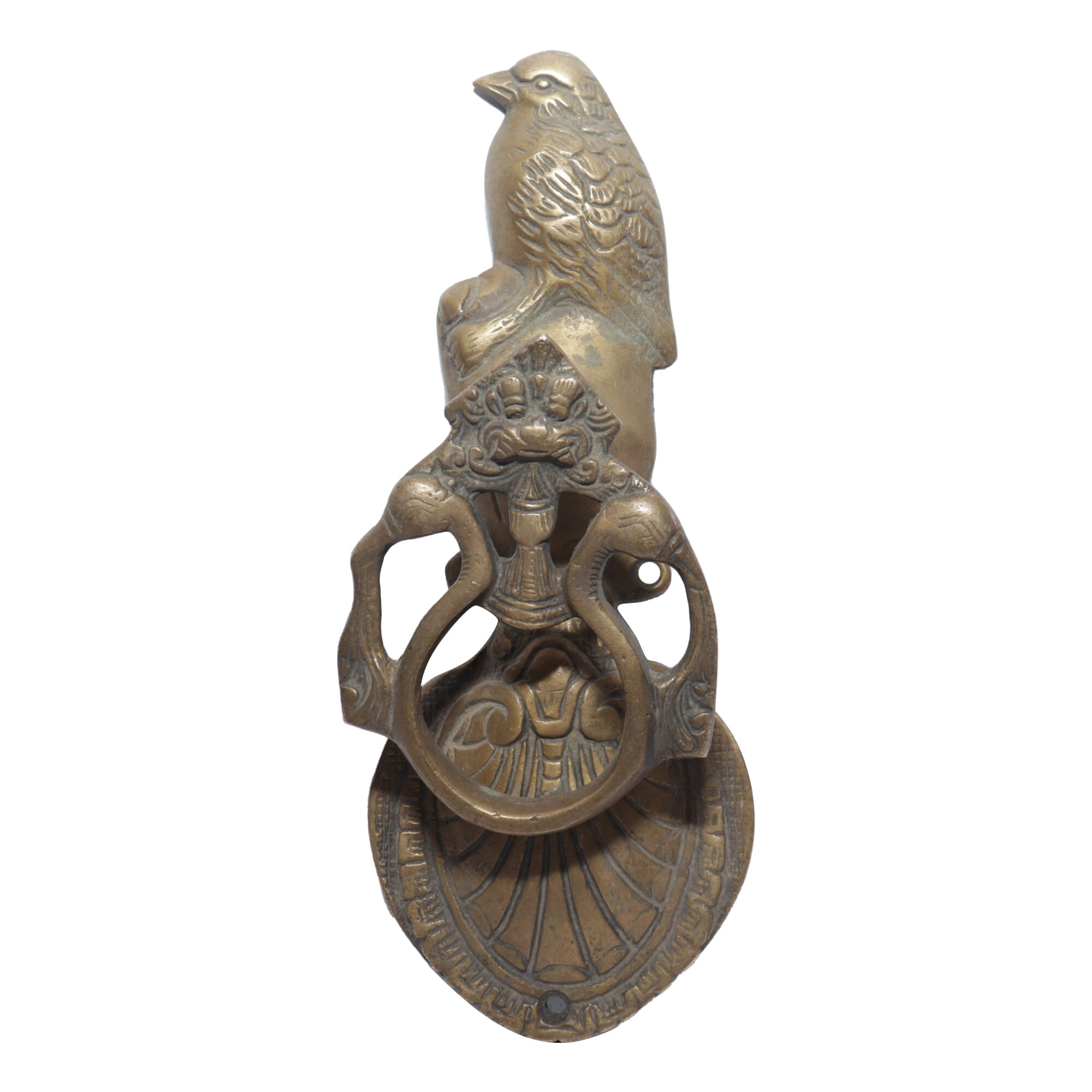 Seven Chakra Handicraft - 23cm size Peacock Design Door Knocker(Golden)