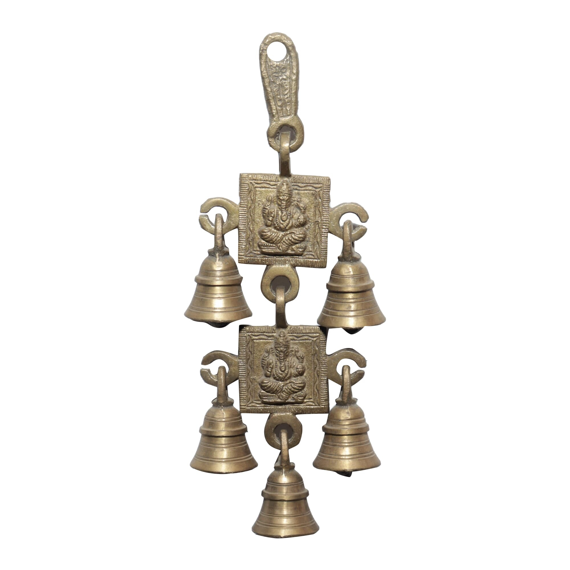 Seven Chakra Handicraft - 22cm size Hanging Mangal Ganesh Door Décor(Golden)