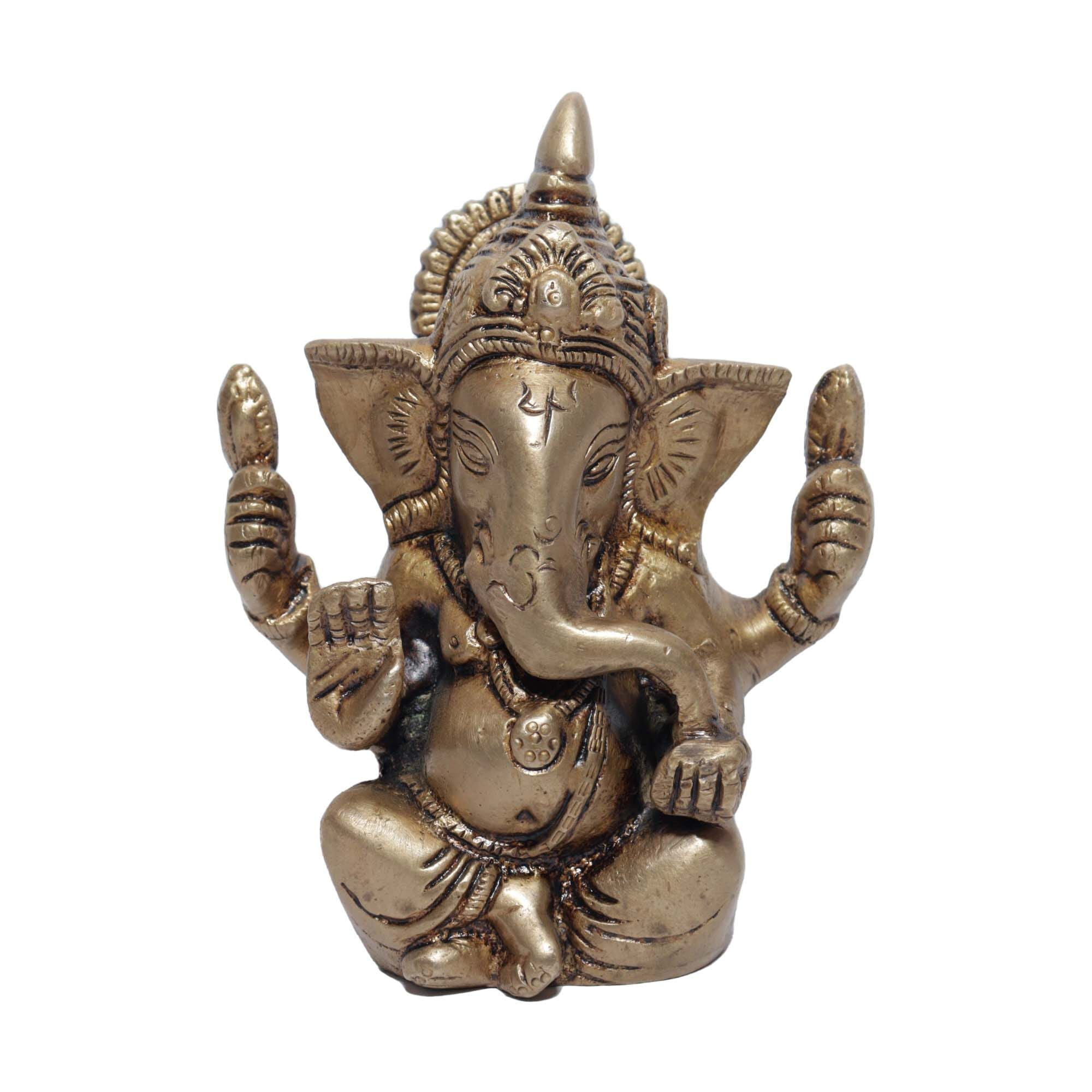 Seven Chakra Handicraft-12 cm size Ganesha Statue (Golden)