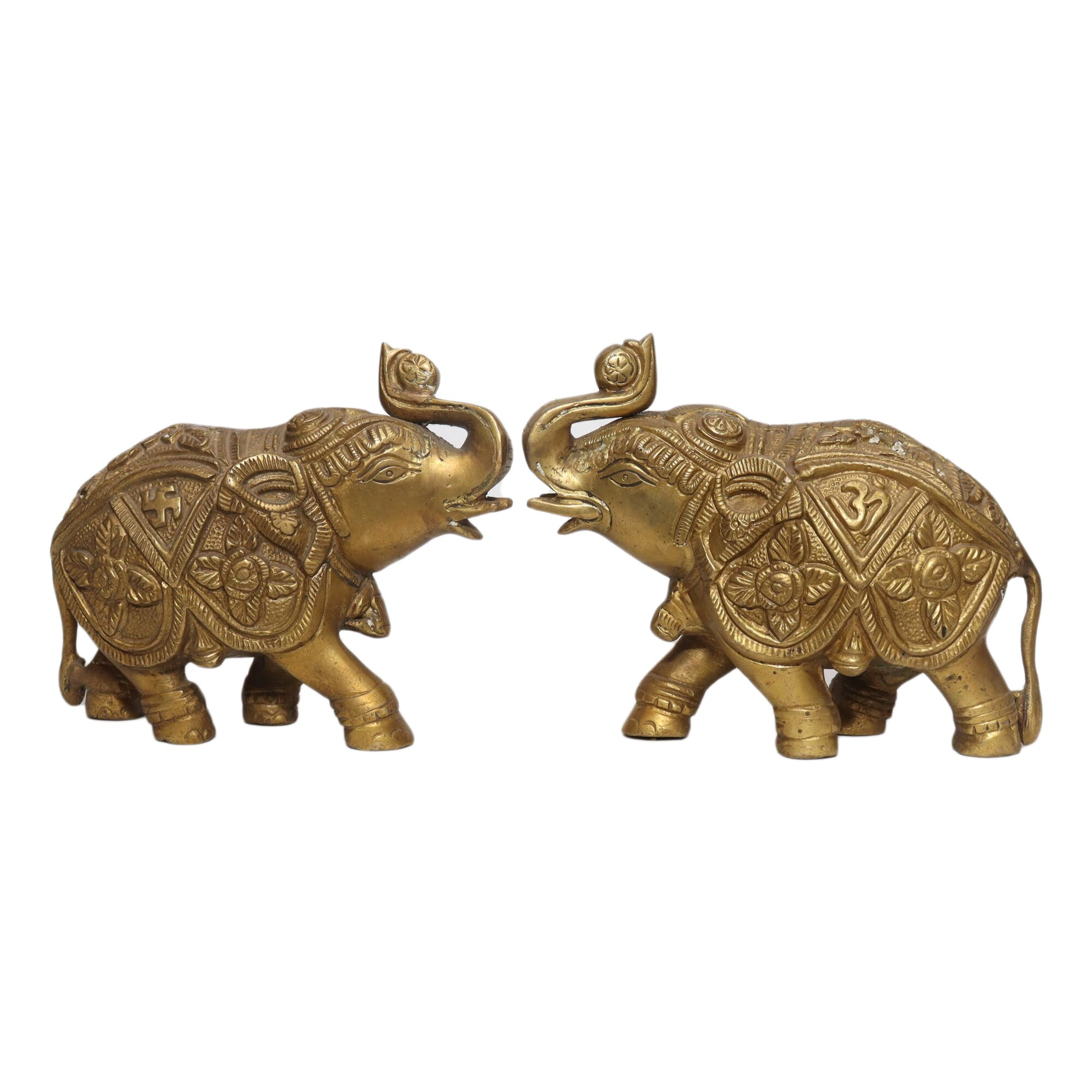 Seven Chakra Handicraft - 18cm Size Elephant Statues in Pair