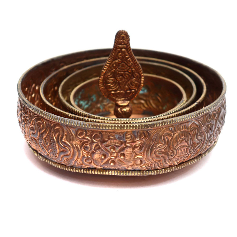 Seven Chakra Handicraft - Newari Puja Mandala Set (Large) Copper
