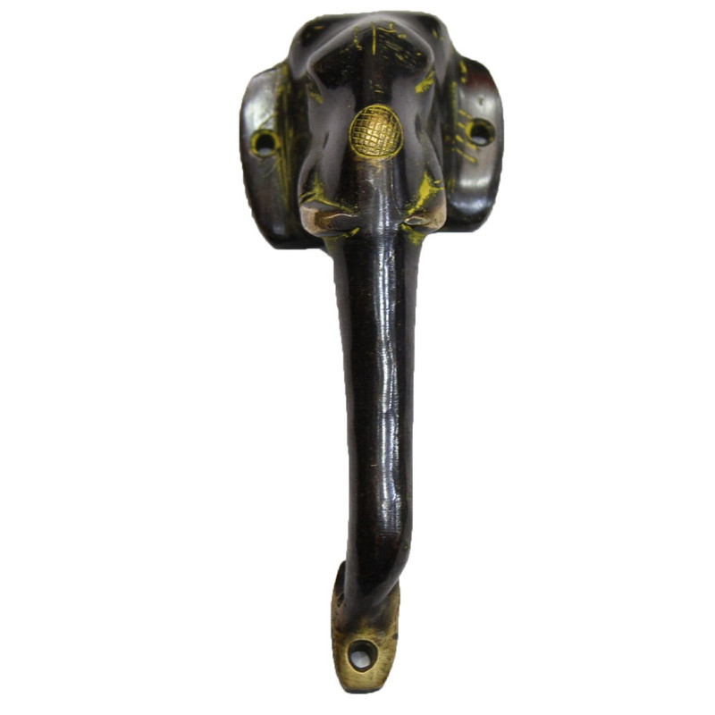 Seven Chakra Handicraft-Black Elephant Door Handle Dark Color (Med)