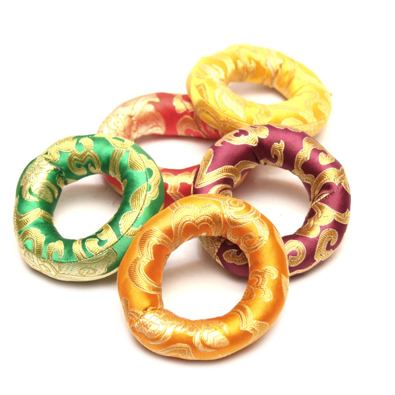 Seven Chakra Handicraft - Golden Singing Bowl Cushions (Small Size) Set of 5