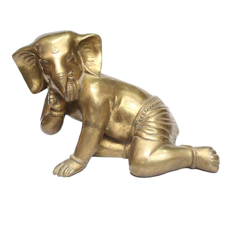 Seven Chakra Handicraft - Golden Baby Ganesh Statue