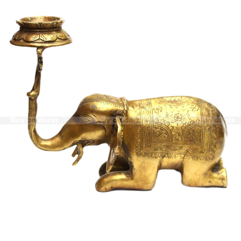 Seven Chakra Handicraft -Golden 7.5" Elephant Panas Big
