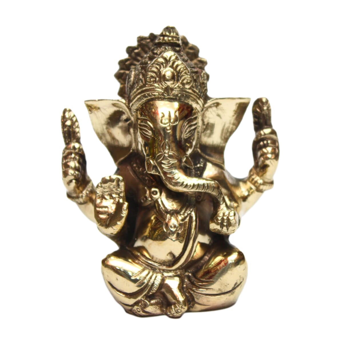 Seven Chakra Handicraft - Golden 4" Lotus Ganesh Statue