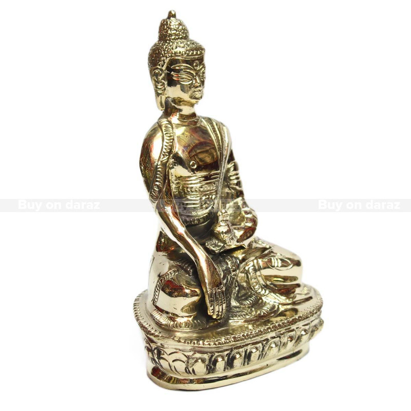 Seven Chakra Handicraft - Golden Shiny 6" Lotus Buddha Statue