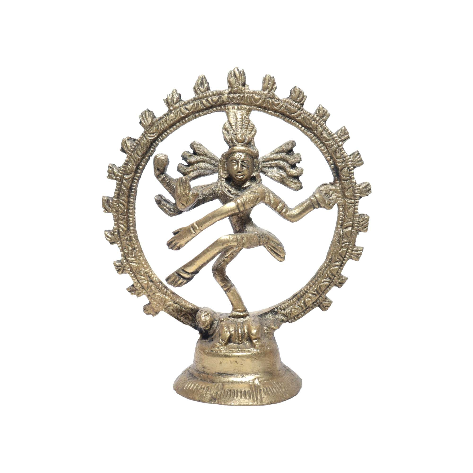 Seven Chakra Handicraft-10cm size Natraj (Dancing Shiva) Statue (Golden)