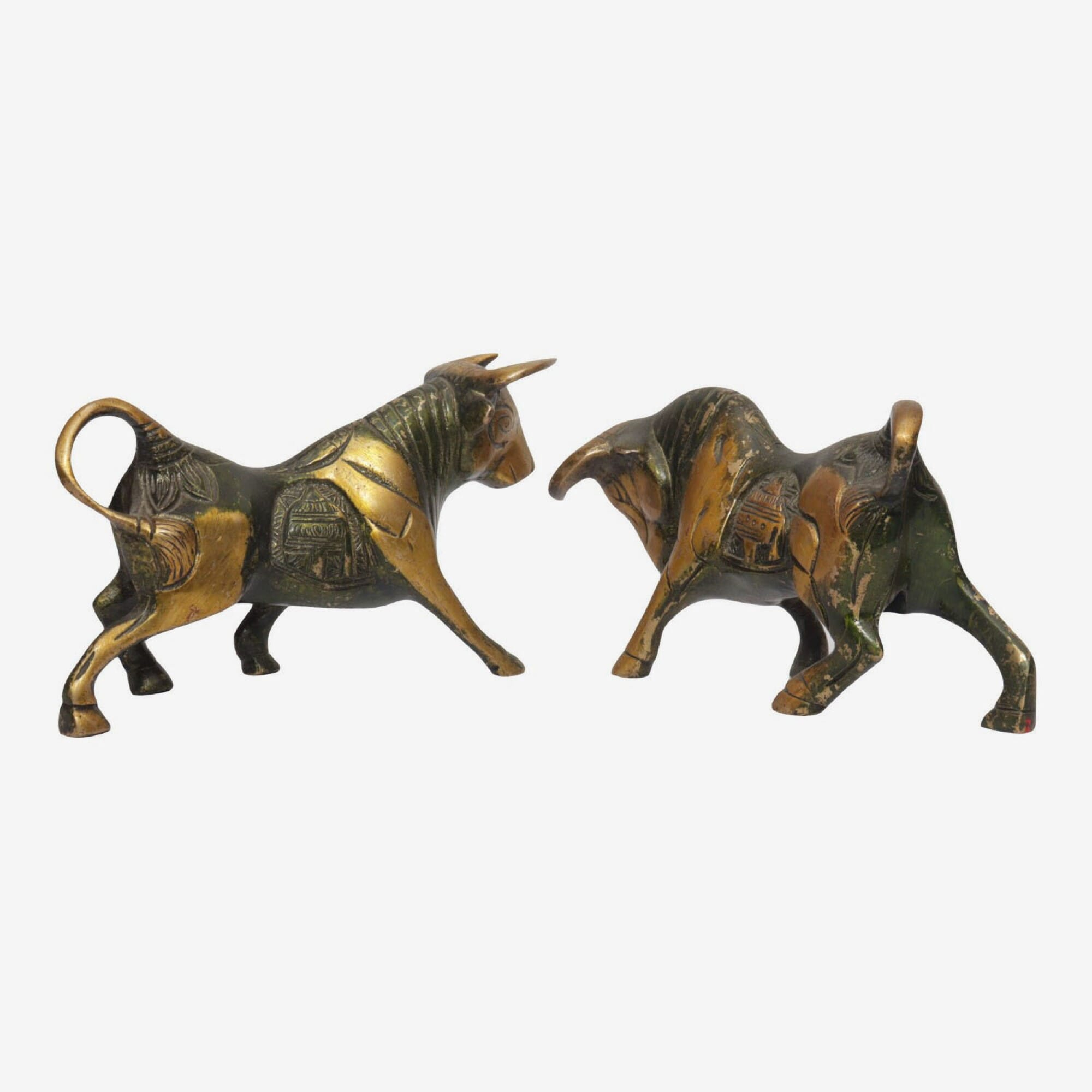 Seven Chakra Handicraft -Set OF 2 Ox Statue 15 cm 1.630 Kg