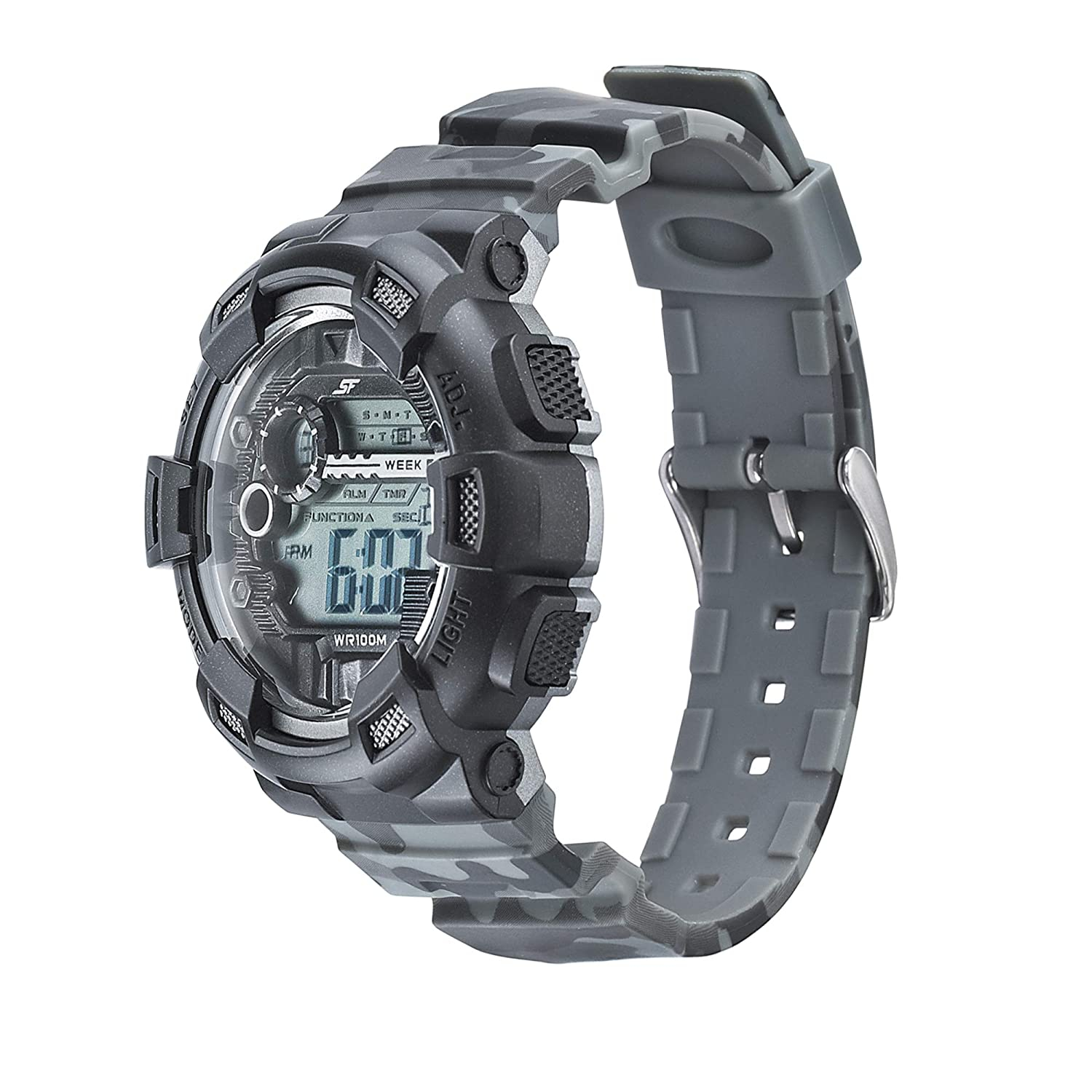 Sonata Sf Camo Series Digital Black Round Dial Men's Sport Watch-77053pp07