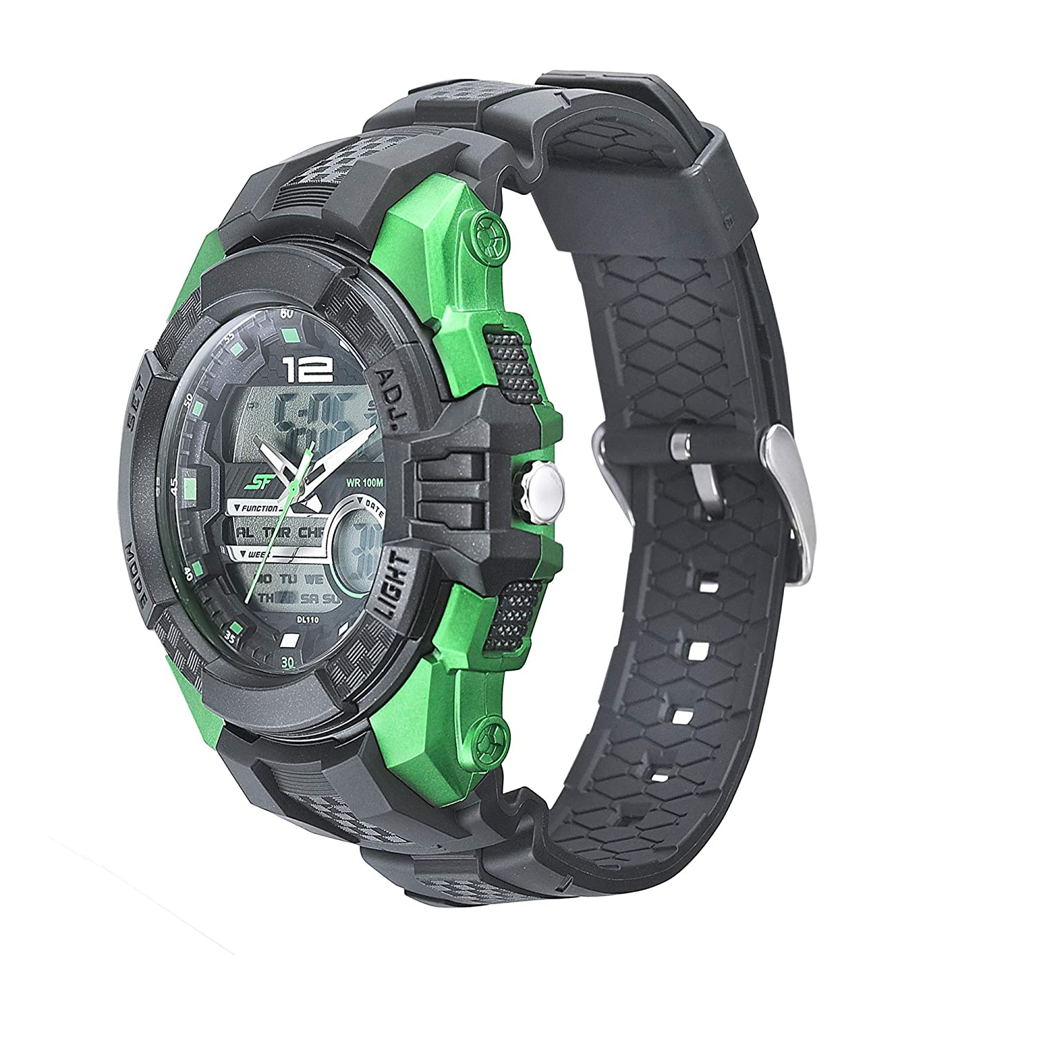 Sonata Sf Carbon Series Analog-digital Black Round Dial Men's Sport Watch-77027pp05