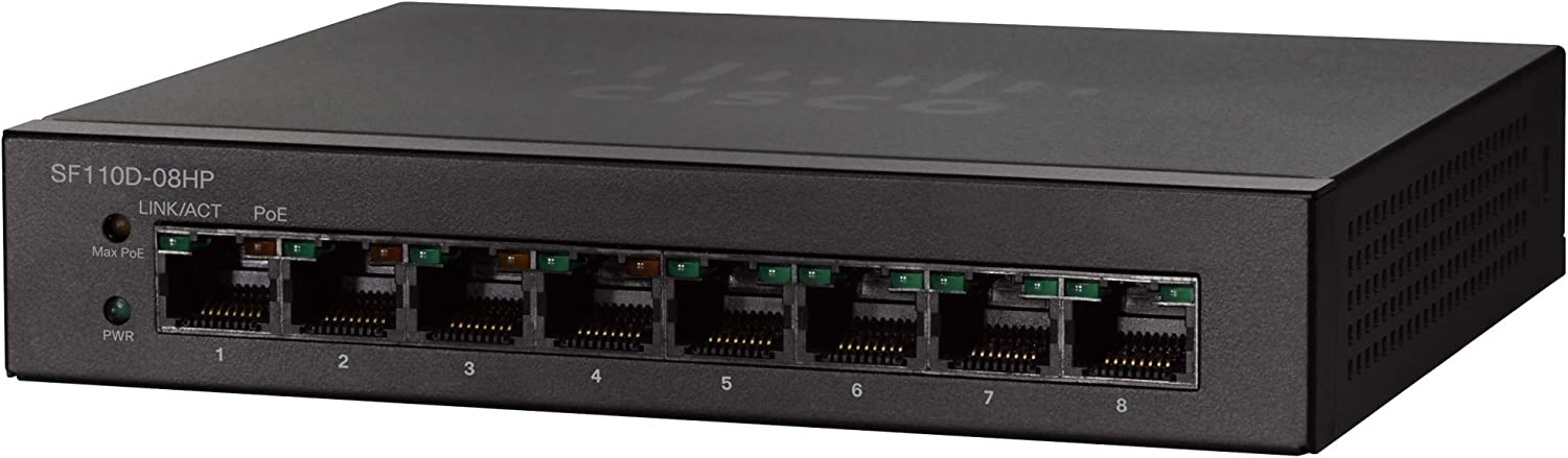 Cisco SF110D-08HP Unmanaged Switch | 8 Ports 32W 10/100 | PoE | Limited Lifetime Protection (SF110D-08HP-NA)