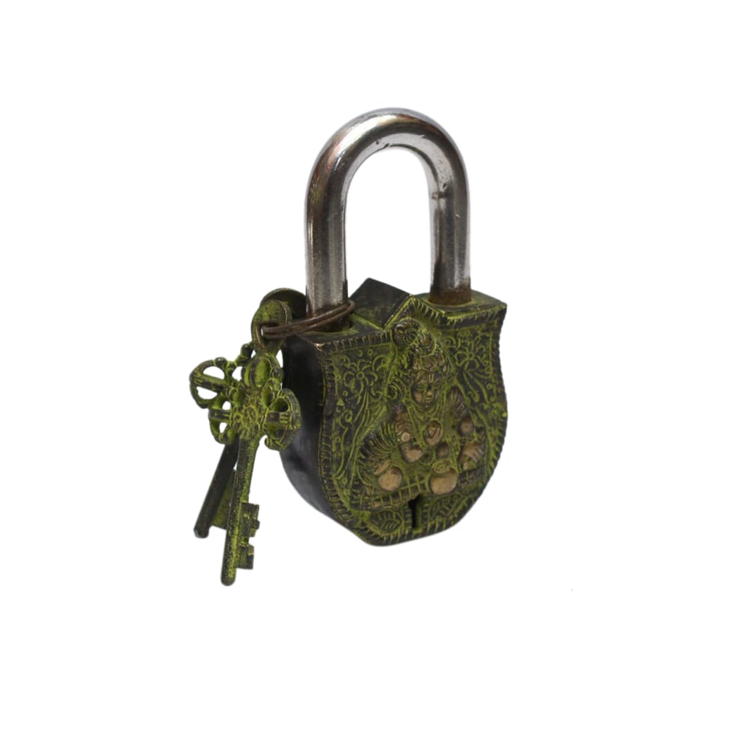 Seven Chakra Handicraft - Golden Shiva/om Design Lock With Two Keys