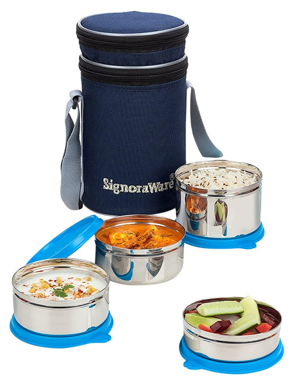 Signoraware Executive Stainless Steel Lunch Box Set, Set of 4