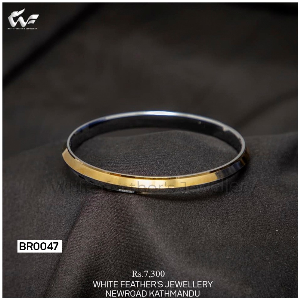 White Feathers Rhodium Gold Plated Bangles