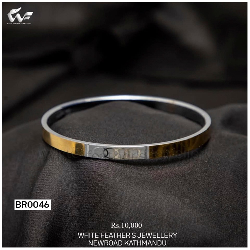 White Feathers Rhodium Gold Plated Bangles