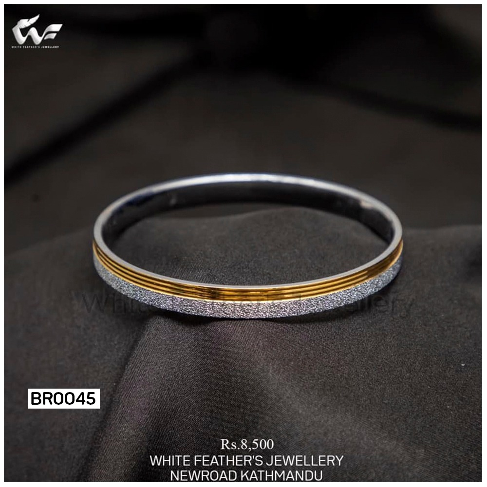 White Feathers Rhodium Gold Plated Bangles