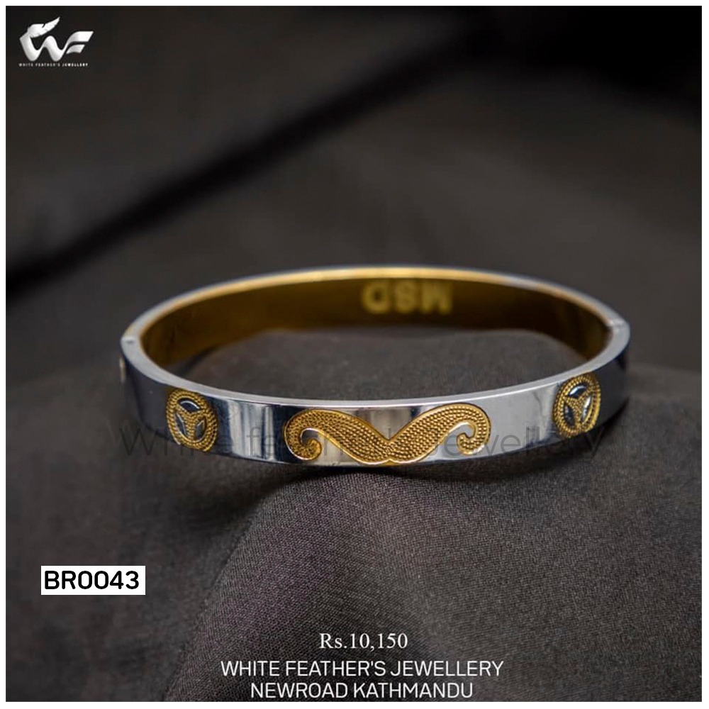 White Feathers Rhodium Gold Plated Bangles