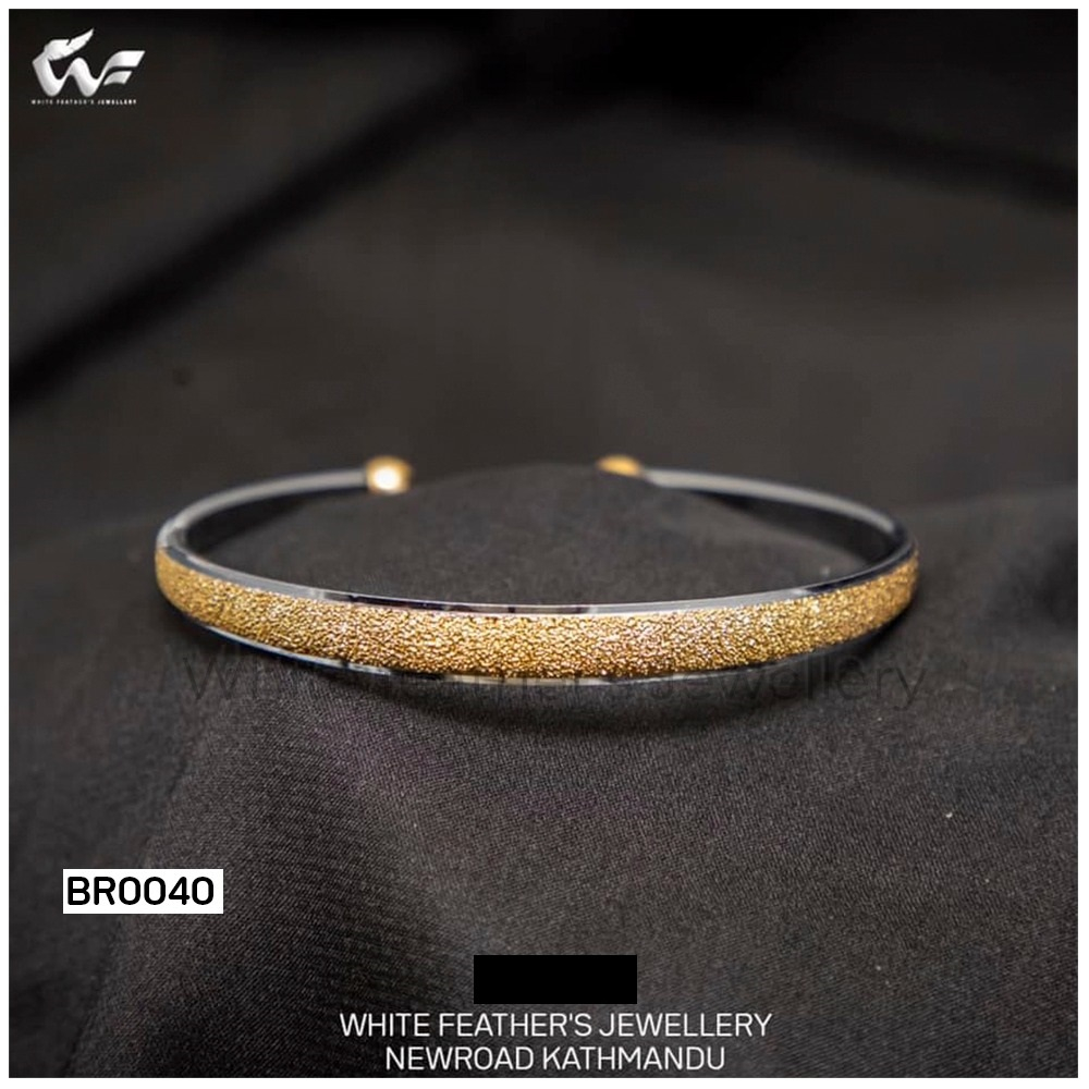 White Feathers Rhodium Gold Plated Bangles