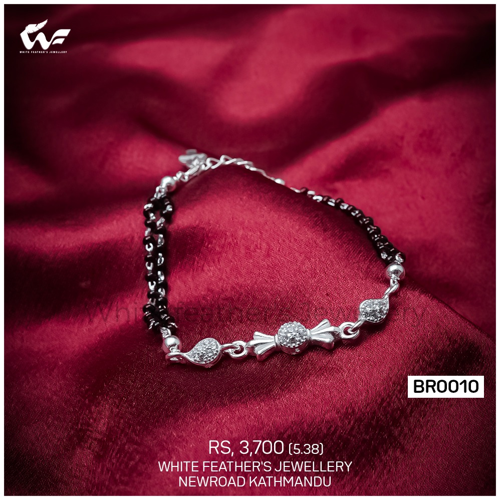 White Feathers Silver Braclet For Women